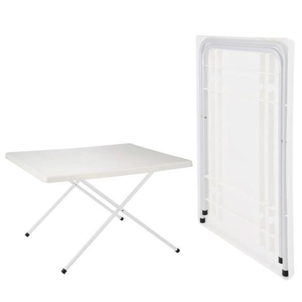 HI Mesa de camping regulable y plegable 80x60x51/61 cm blanca - Imagen 2