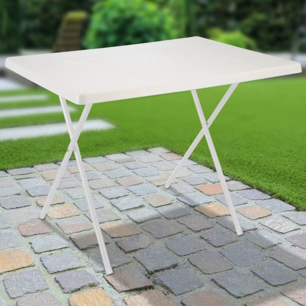 HI Mesa de camping regulable y plegable 80x60x51/61 cm blanca