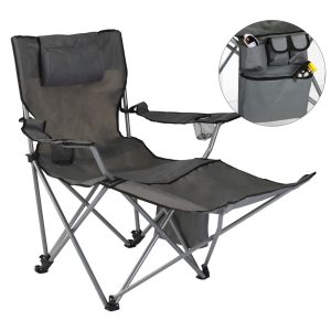 Silla de camping HI Luxury con reposapiés antracita