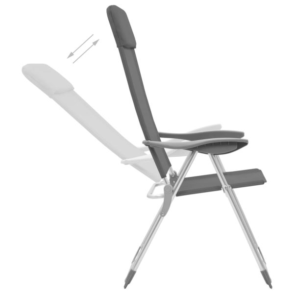 Sillas de camping plegables 2 piezas Aluminio gris - Imagen 2