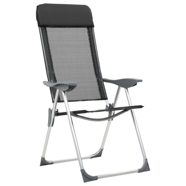 Sillas de camping plegables 2 piezas Aluminio negro - Imagen 2