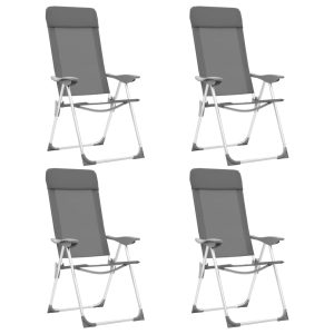 Sillas de camping plegables 4 piezas Aluminio gris