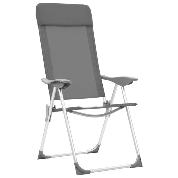 Sillas de camping plegables 4 piezas Aluminio gris - Imagen 3