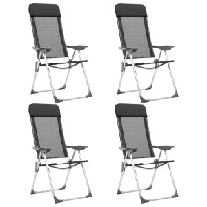 Sillas de camping plegables 4 piezas Aluminio negro