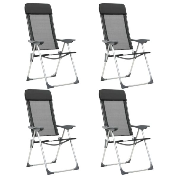 Sillas de camping plegables 4 piezas Aluminio negro