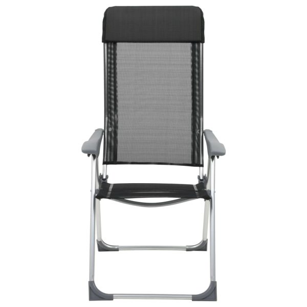 Sillas de camping plegables 4 piezas Aluminio negro - Imagen 3