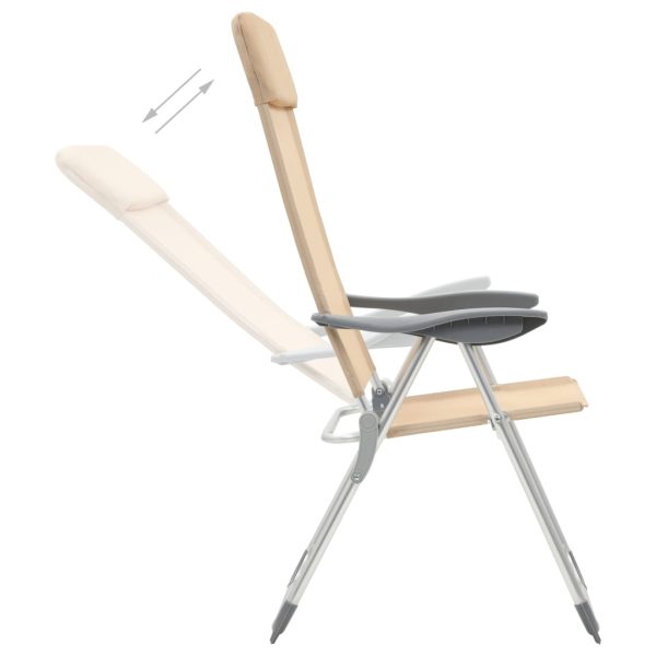 Sillas de camping plegables 4 piezas Crema Aluminio - Imagen 2