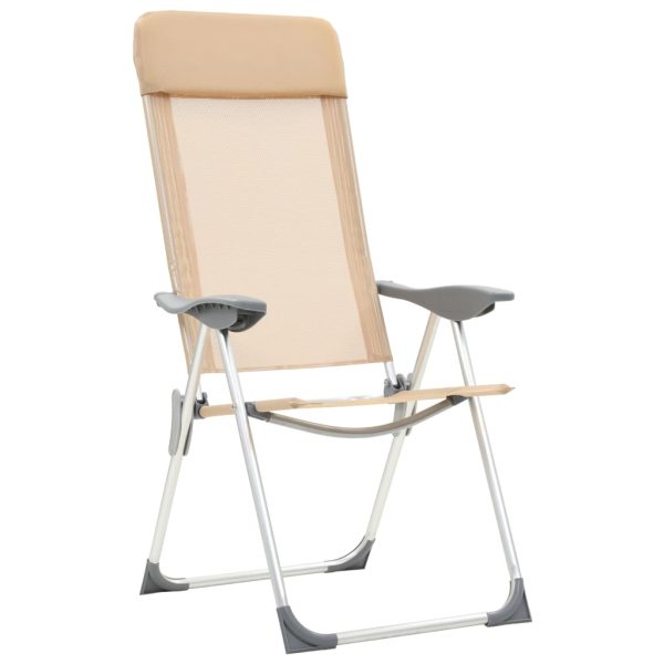 Sillas de camping plegables 4 piezas Crema Aluminio - Imagen 3