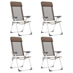 Sillas de camping plegables 4 piezas Aluminio marrón