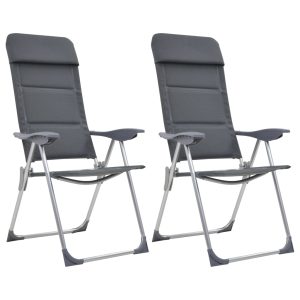 Sillas de camping 2 piezas 58x69x111 cm aluminio gris