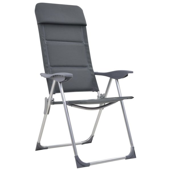 Sillas de camping 2 piezas 58x69x111 cm aluminio gris - Imagen 2