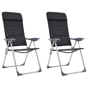 Sillas de camping 2 piezas 58x69x111 cm aluminio negro