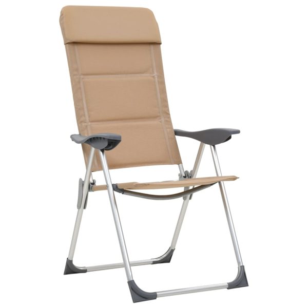 Sillas de camping 2 piezas 58x69x111 cm crema aluminio - Imagen 2