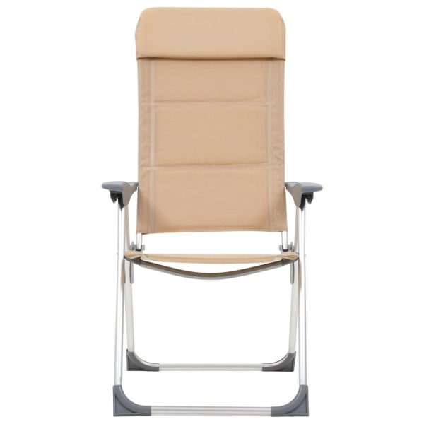 Sillas de camping 2 piezas 58x69x111 cm crema aluminio - Imagen 3
