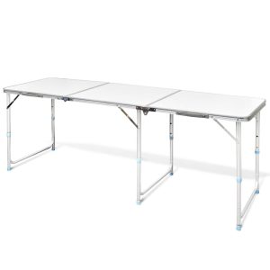 Mesa de Camping Plegable y Regulable de Aluminio 180 x 60 cm