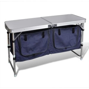 Mueble de camping plegable con estructura de aluminio.