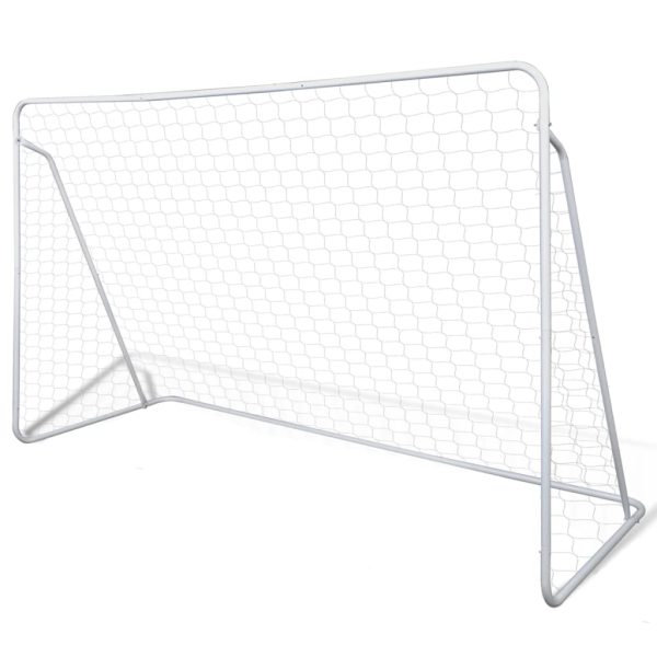 Porterías de fútbol con redes 2 piezas acero 240x90x150 cm - Imagen 2