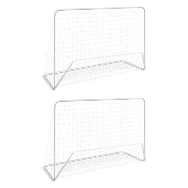 Porterías de fútbol con redes 2 piezas acero 182x61x122 cm acero blanco