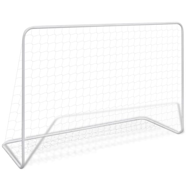 Porterías de fútbol con redes 2 piezas acero 182x61x122 cm acero blanco - Imagen 2
