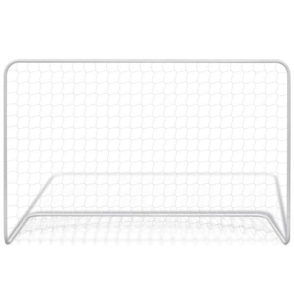 Porterías de fútbol con redes 2 piezas acero 182x61x122 cm acero blanco - Imagen 3