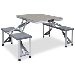 Mesa de camping plegable con 4 plazas acero y aluminio.