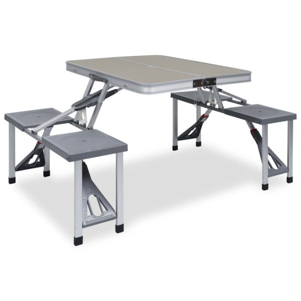 Mesa de camping plegable con 4 plazas acero y aluminio.