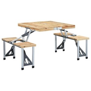 Mesa de camping plegable con 4 plazas acero y aluminio.