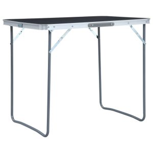 Mesa de camping plegable con estructura metálica 80x60 cm gris