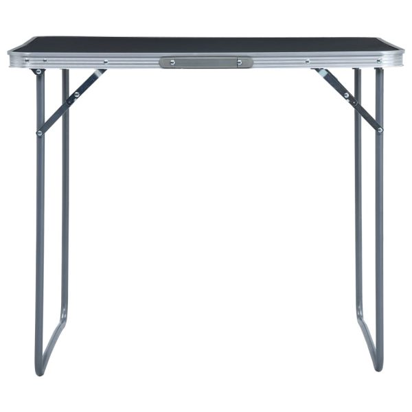 Mesa de camping plegable con estructura metálica 80x60 cm gris - Imagen 2