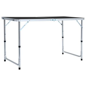 Mesa de camping plegable 120x60 cm aluminio gris