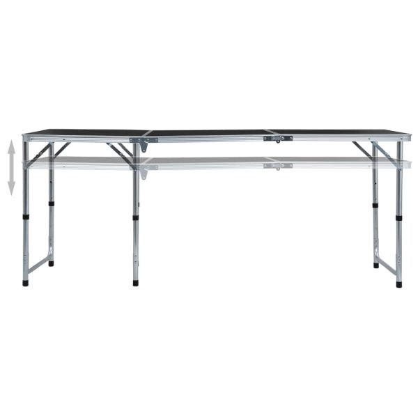 Mesa de camping plegable 180x60 cm aluminio gris - Imagen 2