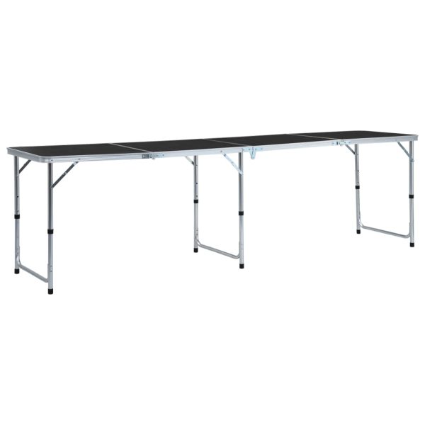 Mesa de camping plegable 240x60 cm aluminio gris
