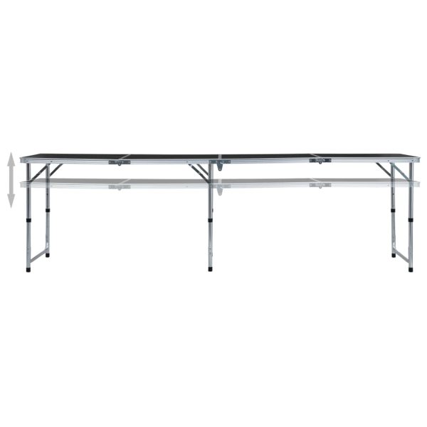Mesa de camping plegable 240x60 cm aluminio gris - Imagen 2