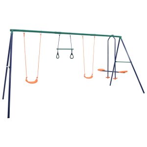 Columpio con anillas de gimnasia y 4 asientos de acero.