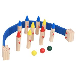 Juego de bolos de pino macizo multicolor
