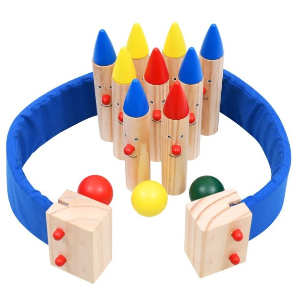 Juego de bolos de pino macizo multicolor - Imagen 3