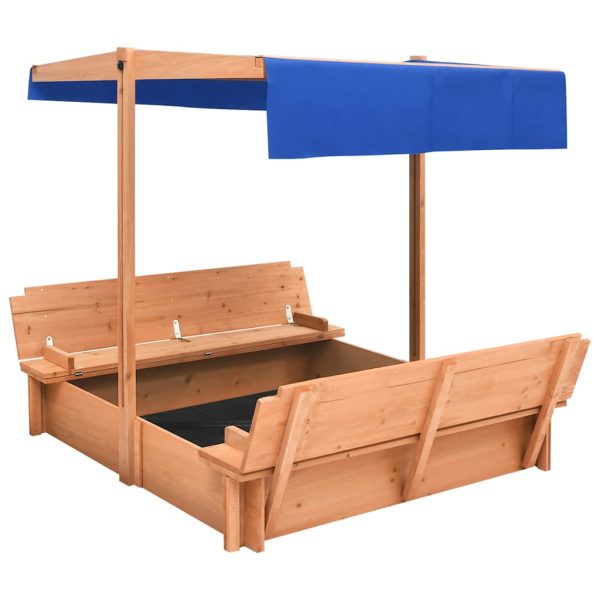Arenero con techo 112x112x112 cm madera de abeto - Imagen 2
