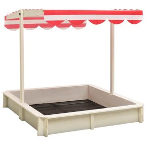 Caja de arena con techo de abeto ajustable UV50 blanco/rojo