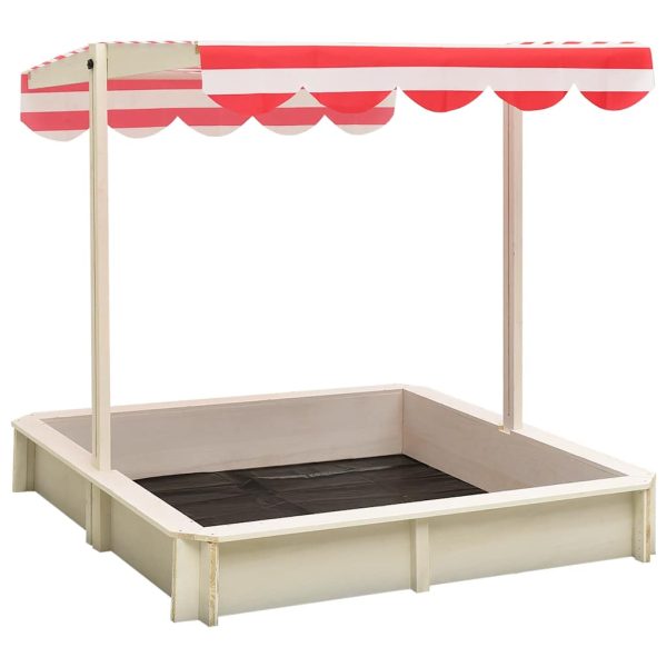 Caja de arena con techo de abeto ajustable UV50 blanco/rojo
