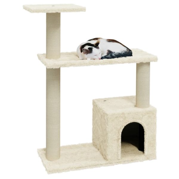 Rascador para gatos con postes rascadores de sisal 70 cm color crema - Imagen 3