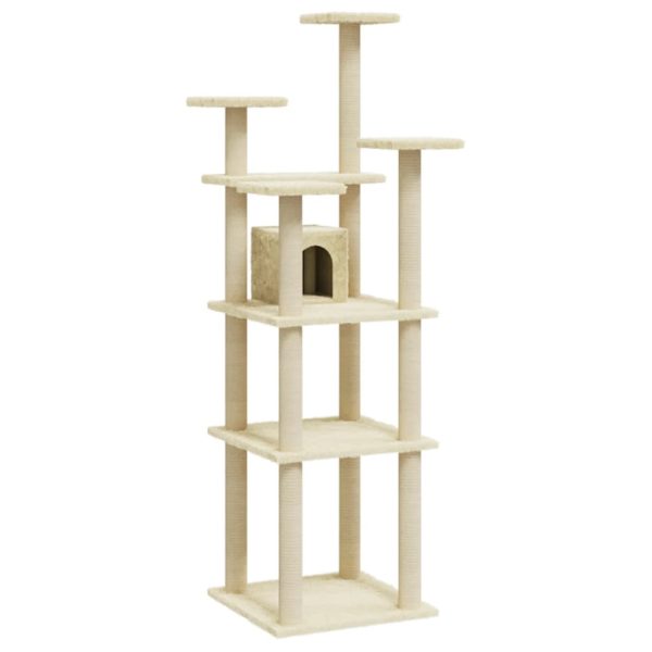 Rascador para gatos con rascador de sisal 171 cm color crema - Imagen 2