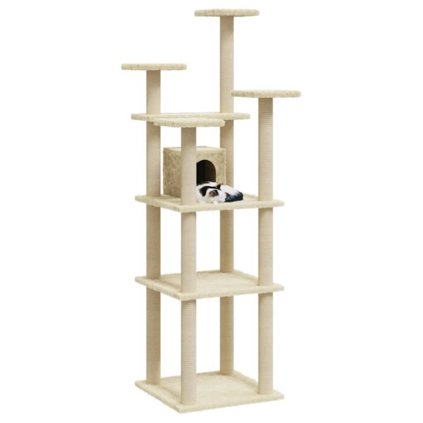 Rascador para gatos con rascador de sisal 171 cm color crema - Imagen 3