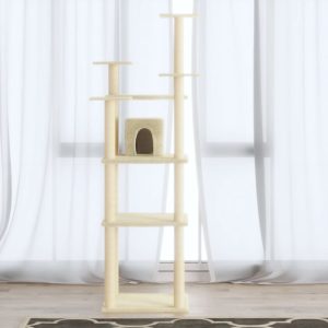 Rascador para gatos con rascador de sisal 171 cm color crema