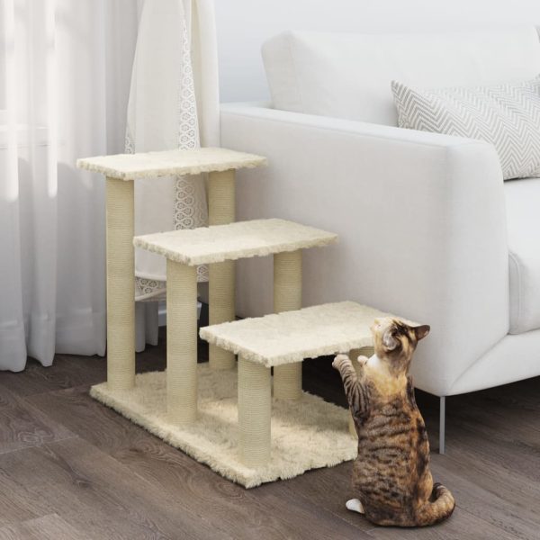 Rascador para gatos con postes rascadores de sisal 50,5 cm color crema - Imagen 3