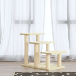 Rascador para gatos con postes rascadores de sisal 50,5 cm color crema