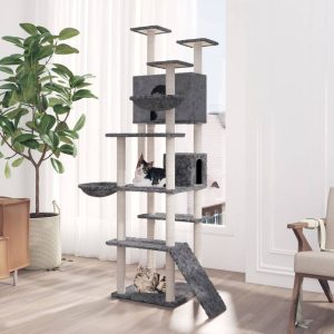 Rascador para gatos con rascador de sisal 191 cm gris oscuro