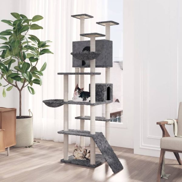 Rascador para gatos con rascador de sisal 191 cm gris oscuro