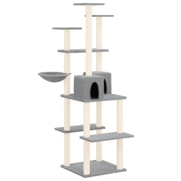 Rascador para gatos con rascador de sisal 167 cm gris claro - Imagen 2