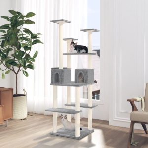 Rascador para gatos con rascador de sisal 167 cm gris claro