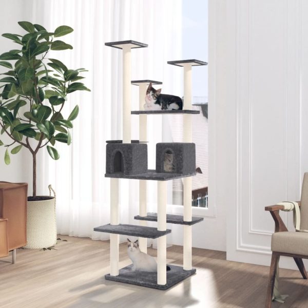 Rascador para gatos con rascador de sisal 167 cm gris oscuro